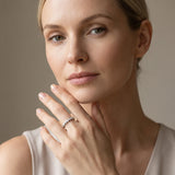 White gold Beaded Round Stone Eternity Band with Bezel Setting_47