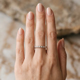 White gold Beaded Round Stone Eternity Band with Bezel Setting_51