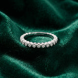 White gold Beaded Round Stone Eternity Band with Bezel Setting_54