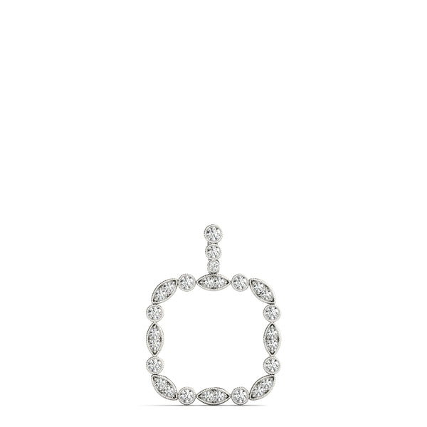 Silver Bezel Marquise and Round Diamond Pendant