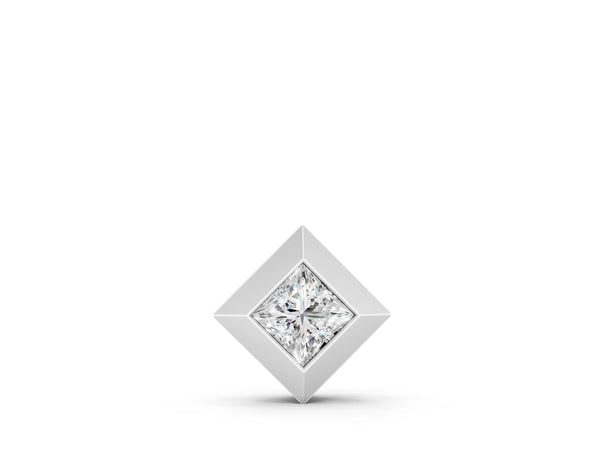 White gold Bezel Princess Cut Diamond Pendant