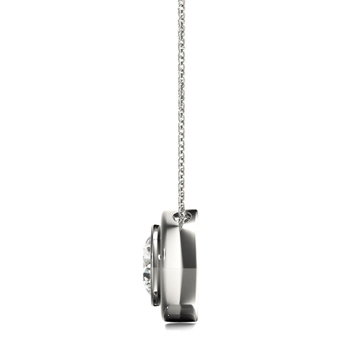 White gold Bezel Round Diamond Pendant 2