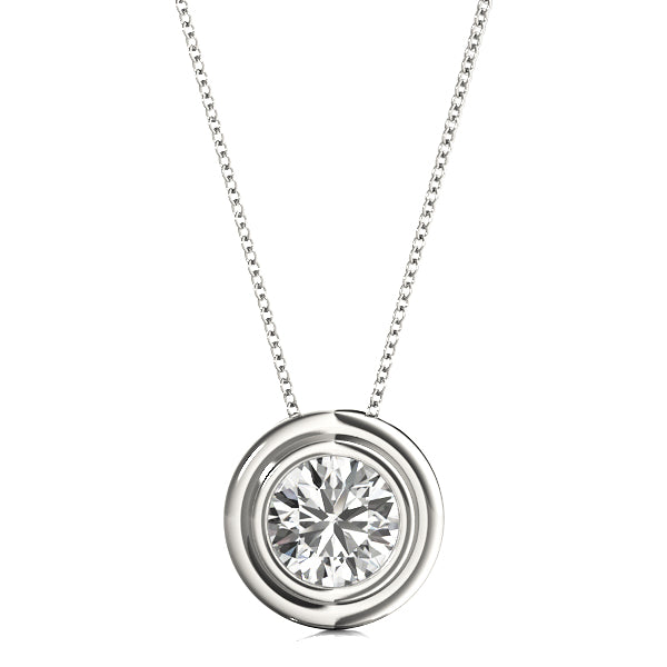 White gold Bezel Round Diamond Pendant