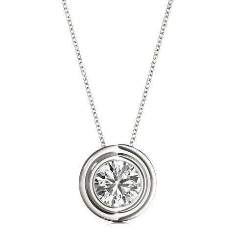 White gold Bezel Round Diamond Pendant