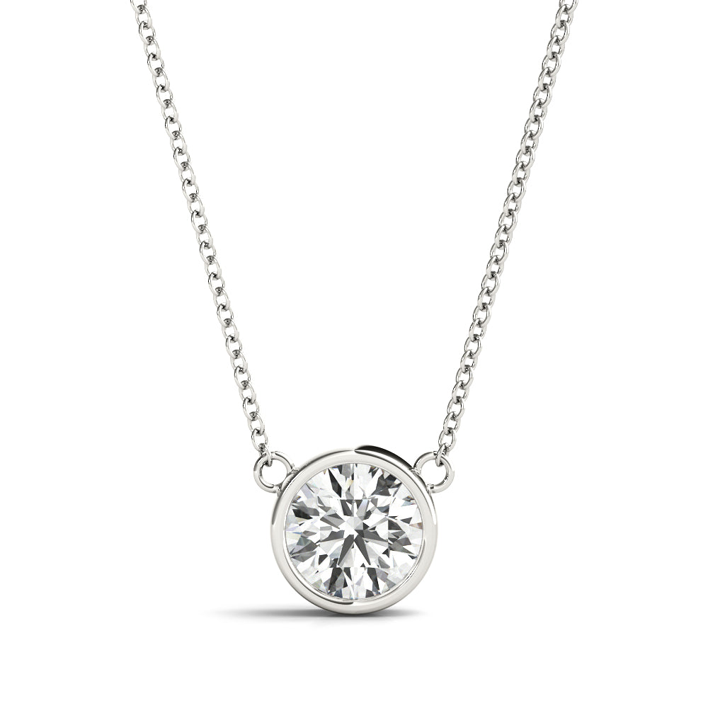 White gold Bezel Round Solitaire Pendant