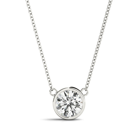White gold Bezel Round Solitaire Pendant