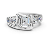 White gold Bezel Set Asscher Cut Diamond Split Shank Ring_7