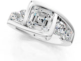White gold Bezel Set Asscher Cut Diamond Split Shank Ring_8