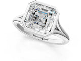 White gold Bezel Set Asscher Cut Solitaire Ring with Tapered Band 2