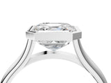 White gold Bezel Set Asscher Cut Solitaire Ring with Tapered Band 5