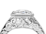 White gold Bezel Set Asscher Diamond Milgrain Pave Engagement Ring_33