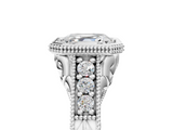 White gold Bezel Set Asscher Diamond Milgrain Pave Engagement Ring_34