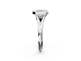White gold Bezel Set Asscher Solitaire Diamond Ring with Smooth Band 2