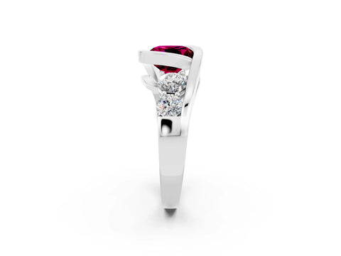 White gold Bezel Set Cushion Cut Diamond Split Shank Ring_14