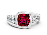 White gold Bezel Set Cushion Cut Diamond Split Shank Ring_15