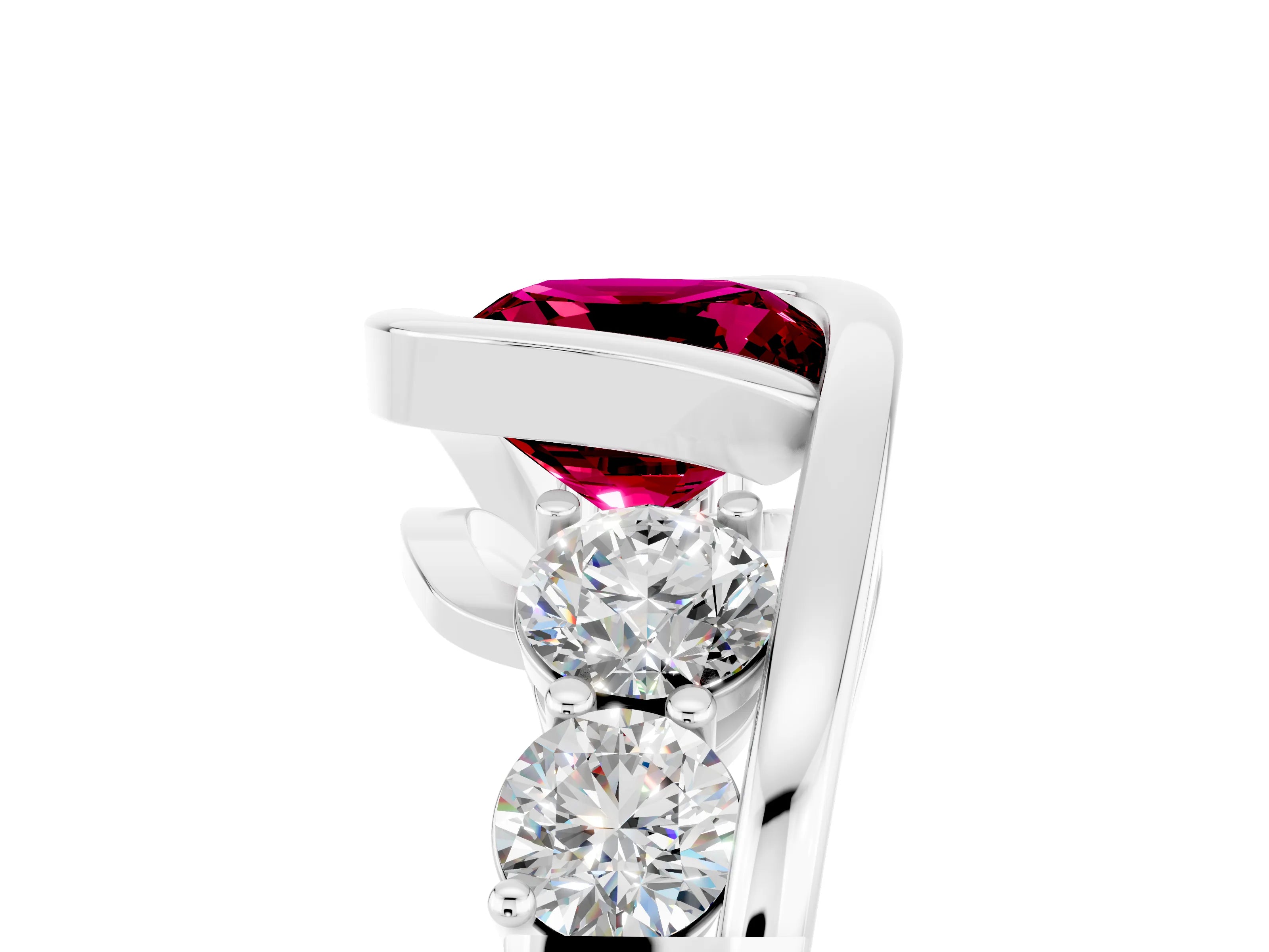 White gold Bezel Set Cushion Cut Diamond Split Shank Ring_17