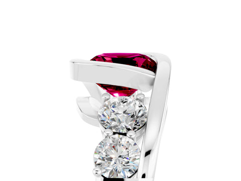 White gold Bezel Set Cushion Cut Diamond Split Shank Ring_17