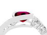 White gold Bezel Set Cushion Cut Diamond Split Shank Ring_19