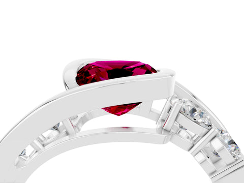 White gold Bezel Set Cushion Cut Diamond Split Shank Ring_19