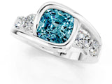 White gold Bezel Set Cushion Cut Diamond Split Shank Ring_1