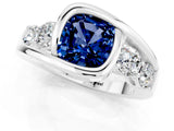 White gold Bezel Set Cushion Cut Diamond Split Shank Ring_1