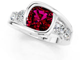 White gold Bezel Set Cushion Cut Diamond Split Shank Ring_1