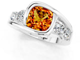 White gold Bezel Set Cushion Cut Diamond Split Shank Ring_1