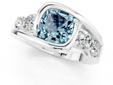 White gold Bezel Set Cushion Cut Diamond Split Shank Ring_1