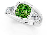 White gold Bezel Set Cushion Cut Diamond Split Shank Ring_1