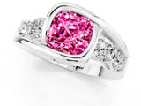 White gold Bezel Set Cushion Cut Diamond Split Shank Ring_1