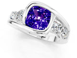 White gold Bezel Set Cushion Cut Diamond Split Shank Ring_1