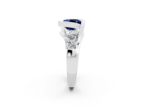 White gold Bezel Set Cushion Cut Diamond Split Shank Ring_2