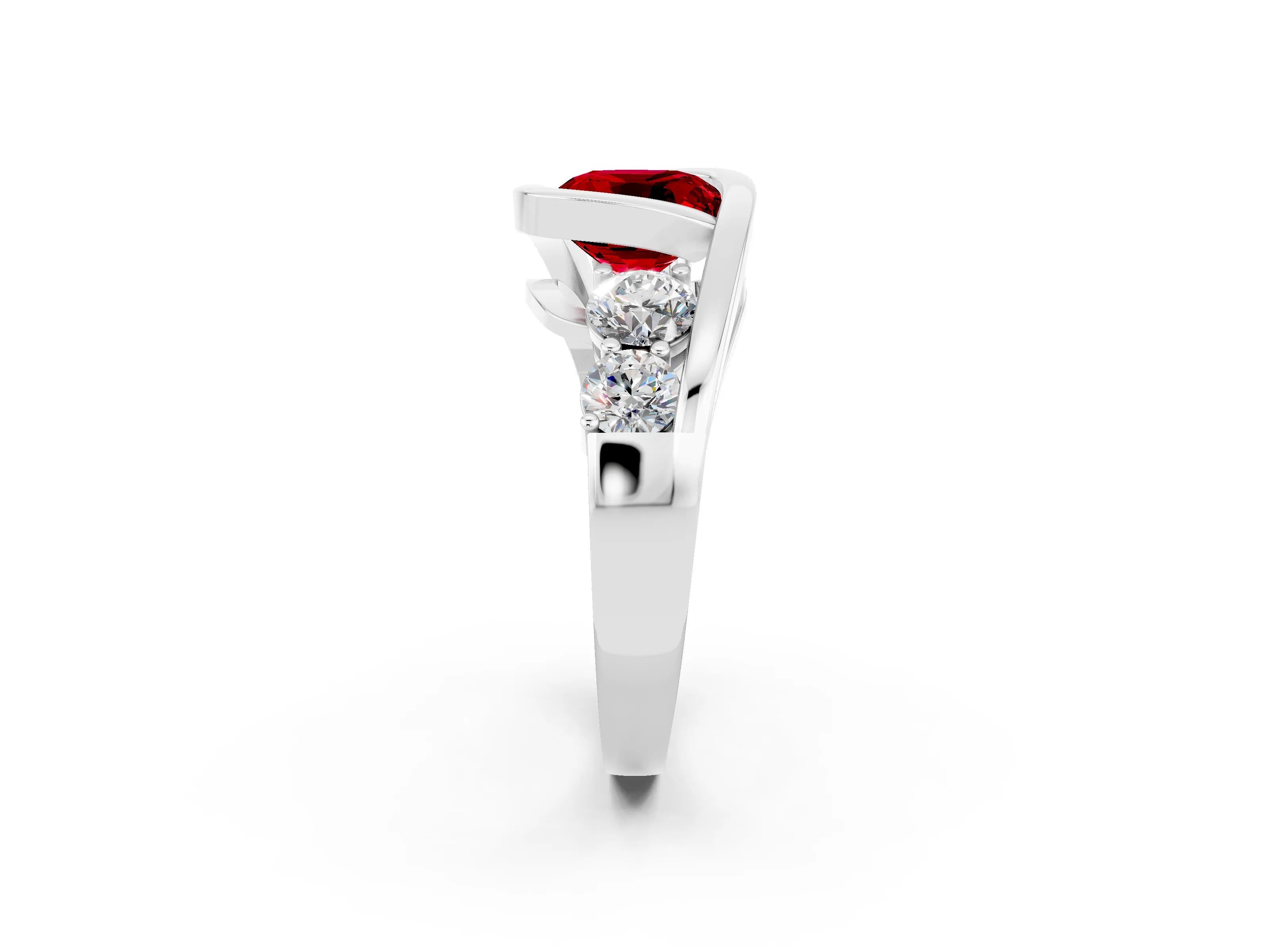 White gold Bezel Set Cushion Cut Diamond Split Shank Ring_2