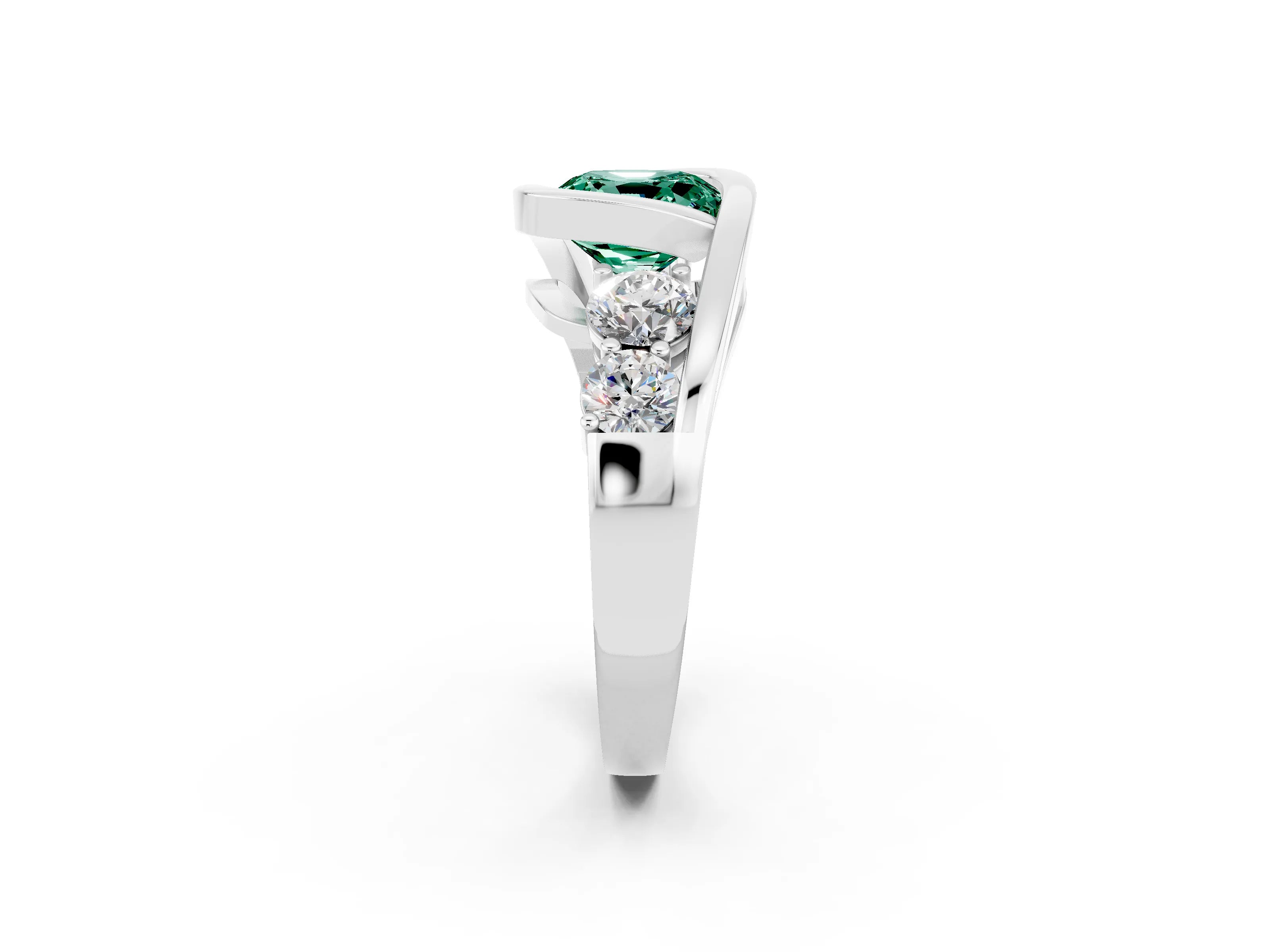 White gold Bezel Set Cushion Cut Diamond Split Shank Ring_2