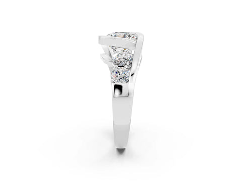 White gold Bezel Set Cushion Cut Diamond Split Shank Ring_2