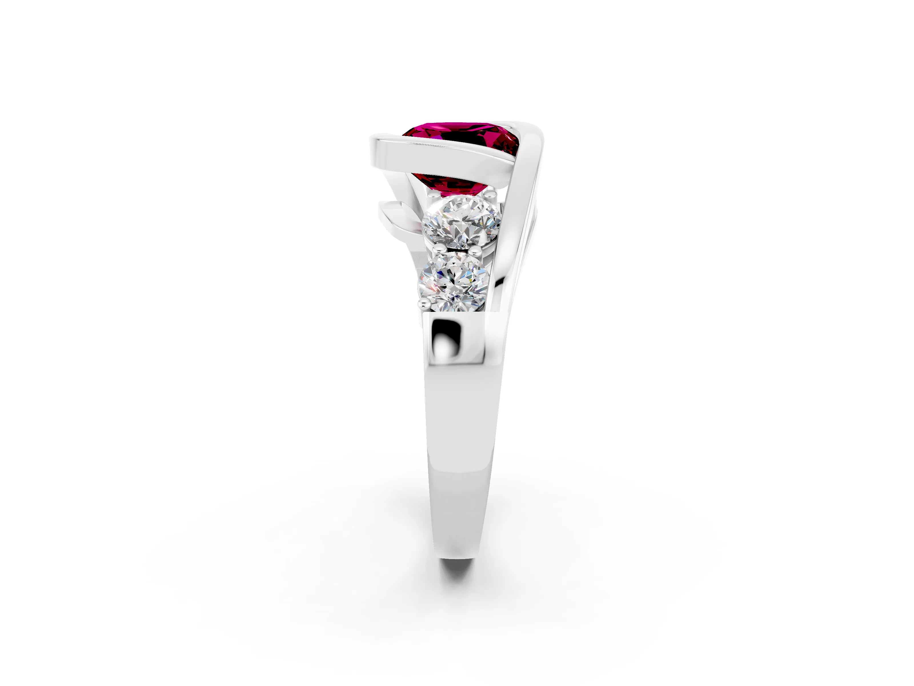 White gold Bezel Set Cushion Cut Diamond Split Shank Ring_2