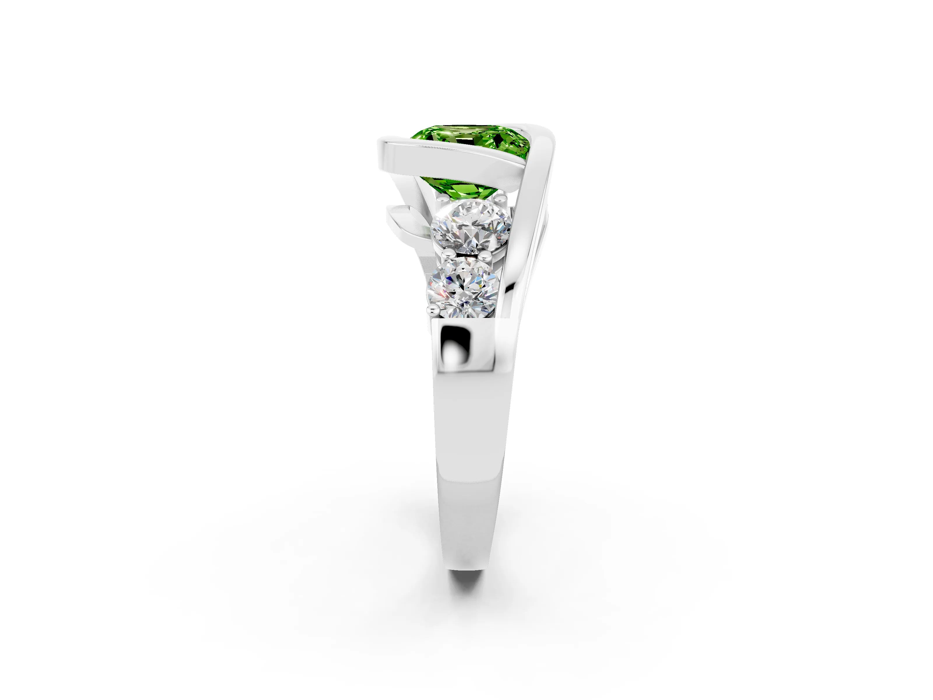 White gold Bezel Set Cushion Cut Diamond Split Shank Ring_2