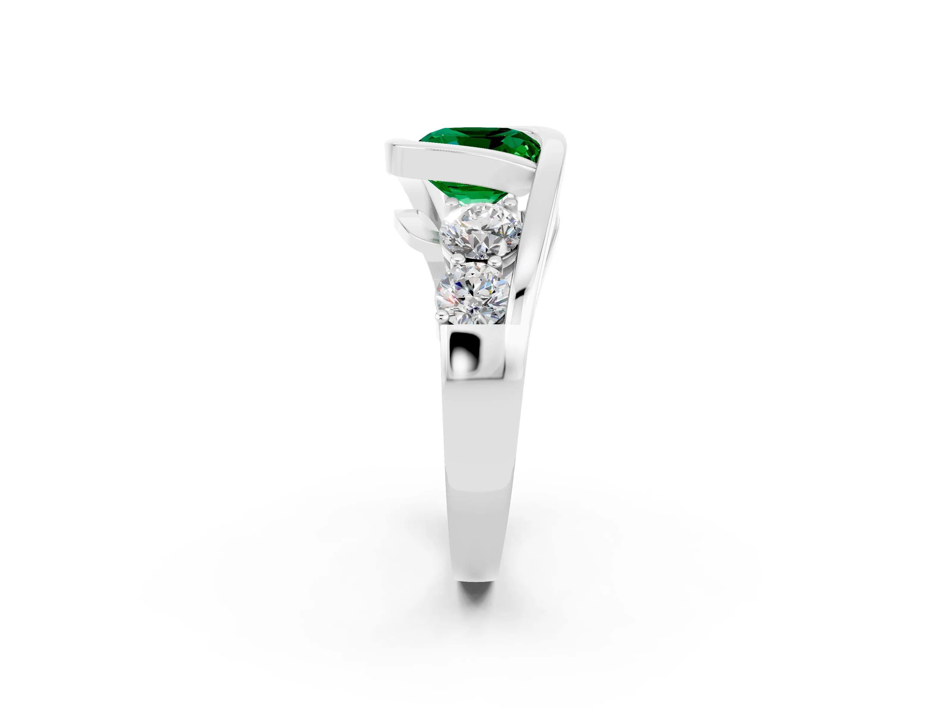 White gold Bezel Set Cushion Cut Diamond Split Shank Ring_2