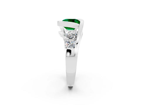 White gold Bezel Set Cushion Cut Diamond Split Shank Ring_2