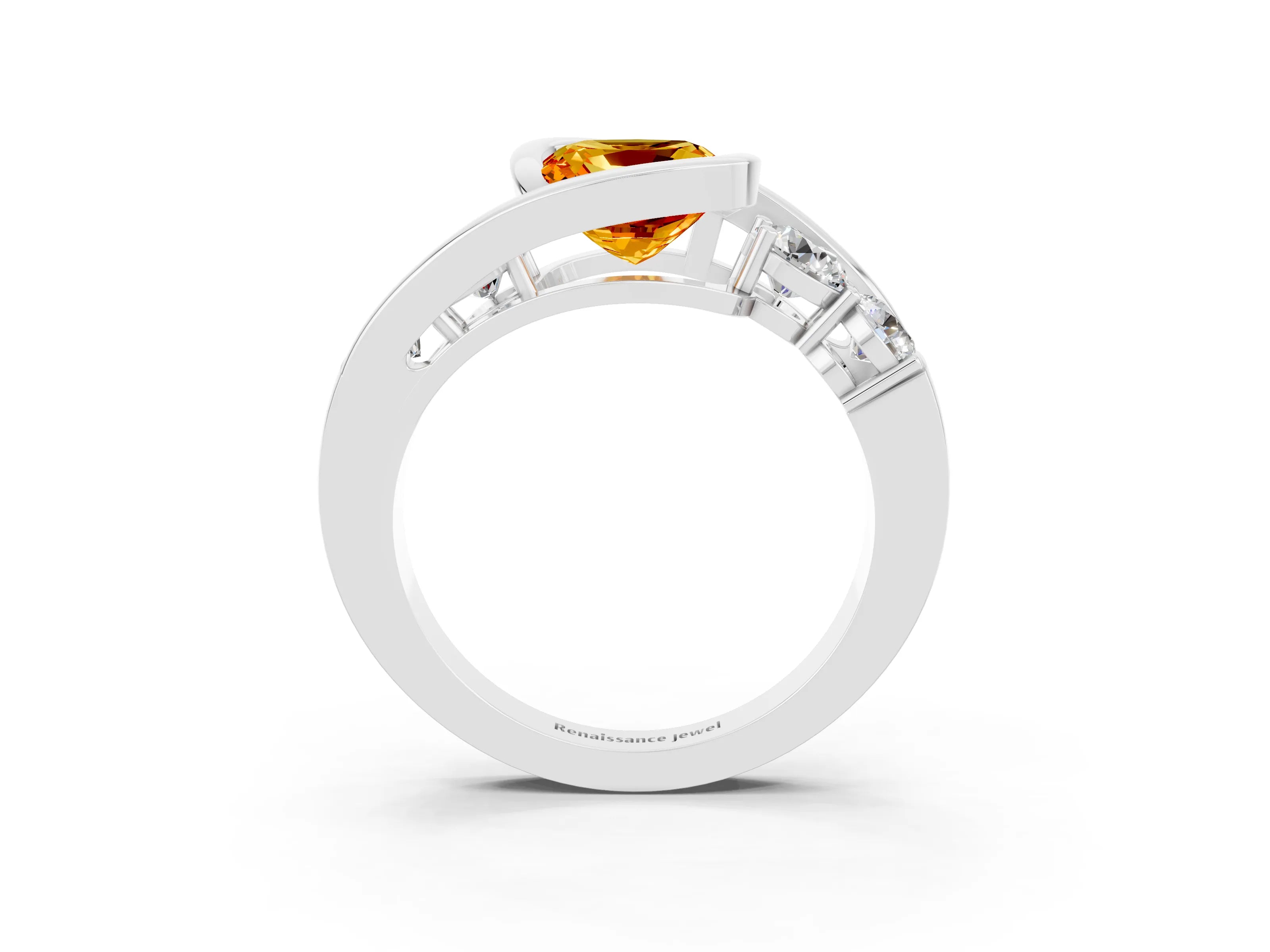 White gold Bezel Set Cushion Cut Diamond Split Shank Ring_3