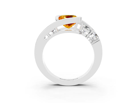 White gold Bezel Set Cushion Cut Diamond Split Shank Ring_3