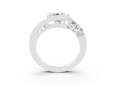 White gold Bezel Set Cushion Cut Diamond Split Shank Ring_3