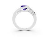 White gold Bezel Set Cushion Cut Diamond Split Shank Ring_3