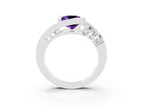 White gold Bezel Set Cushion Cut Diamond Split Shank Ring_3
