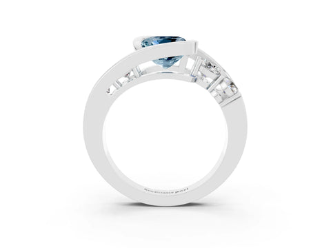 White gold Bezel Set Cushion Cut Diamond Split Shank Ring_3