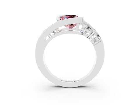 White gold Bezel Set Cushion Cut Diamond Split Shank Ring_3