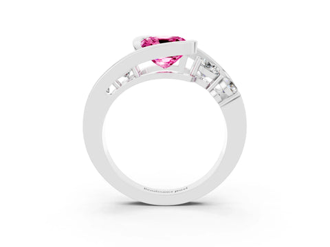 White gold Bezel Set Cushion Cut Diamond Split Shank Ring_3