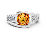 White gold Bezel Set Cushion Cut Diamond Split Shank Ring