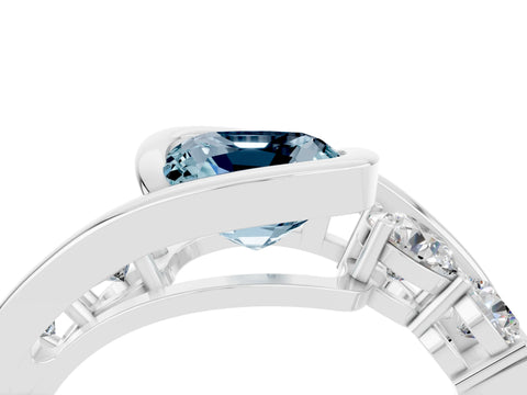 White gold Bezel Set Cushion Cut Diamond Split Shank Ring_4