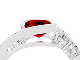 White gold Bezel Set Cushion Cut Diamond Split Shank Ring_4